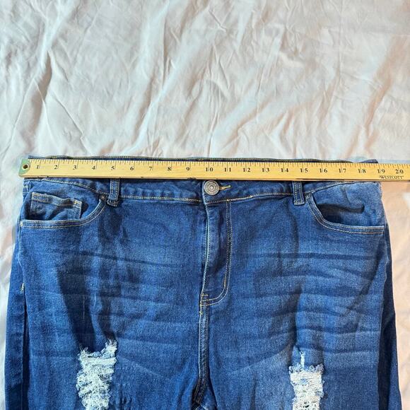 Jack David Womens Plus Size 20 Blue Denim Jeans Stretch Skinny Ripped Distressed - Picture 5 of 8